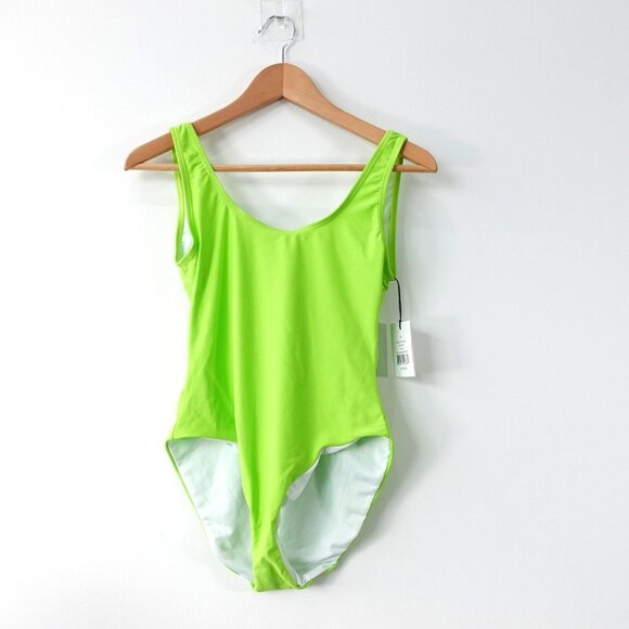 ONIA Swimsuit Medium Lime Green One Piece High Cut Backless Bathing Beach Kelly - Picture 1 of 10
